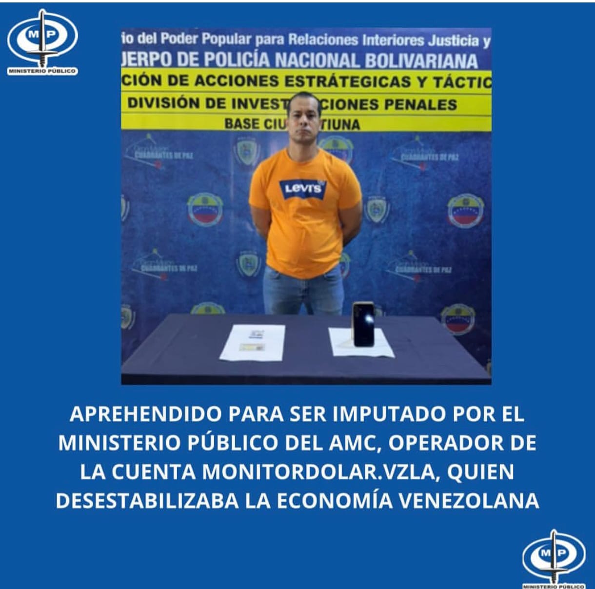 Detenido presunto operador del usuario de Instagram Monitor Dólar